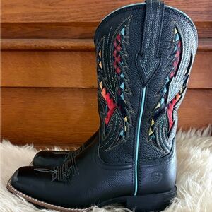 Ariat Blackjack VentTEK Deertan Leather Western Boots with Colorful Stitching